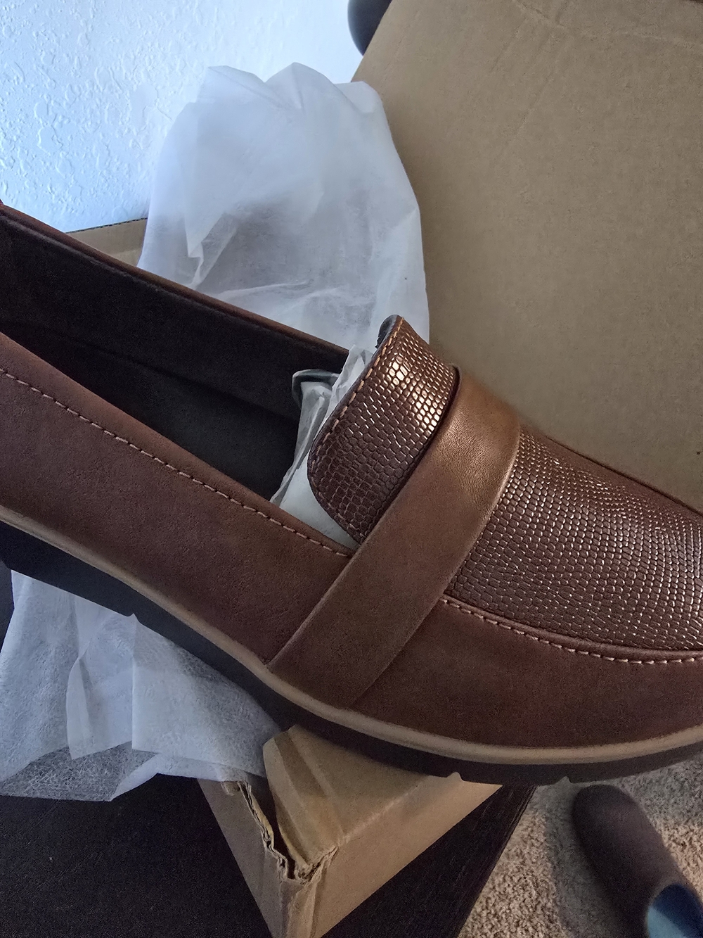 Women's Brown Casual Slip-On Loafers - Picture 3 of 9